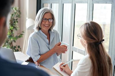 woman with grey hair smiling | BOTOX scarborough